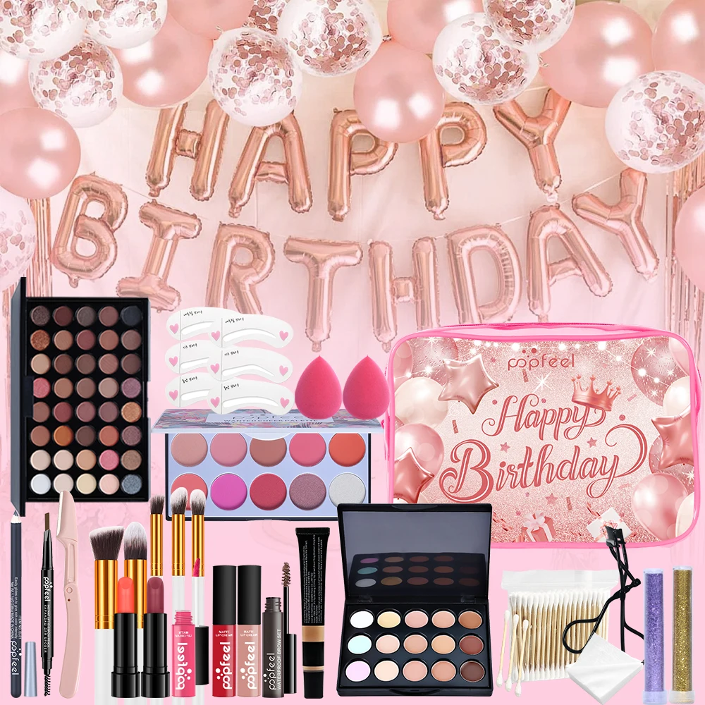 POPFEEL 26点誕生日メイクアップセット - 完全なフェイスメイクアップキット、ギフト、ホリデーパーティー、女の子の初心者メイクアップに最適