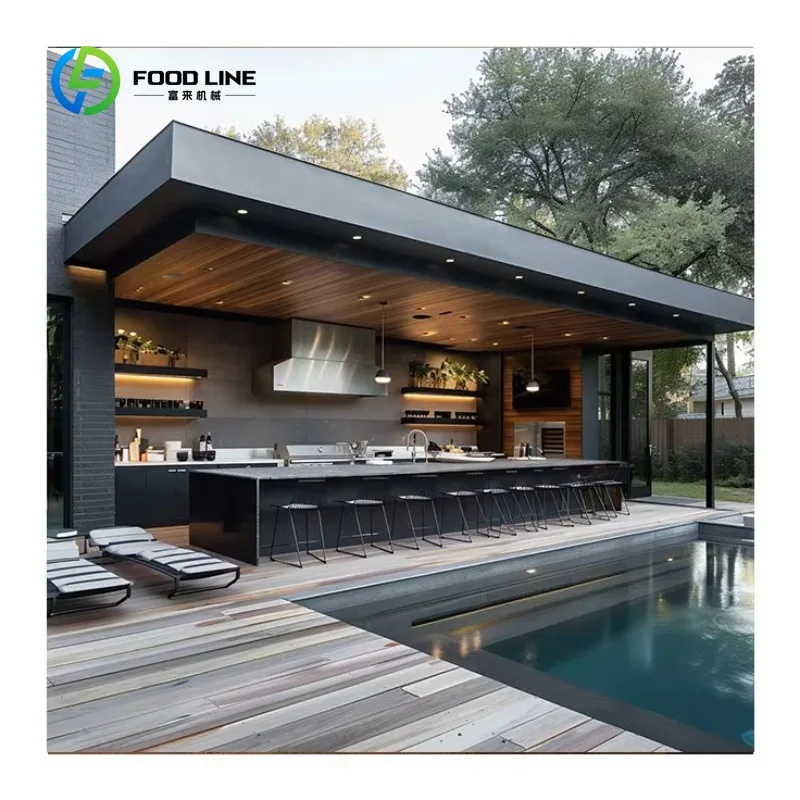 Modern High End Stainless Steel Kitchen Cabinet Weatherproof Set Design