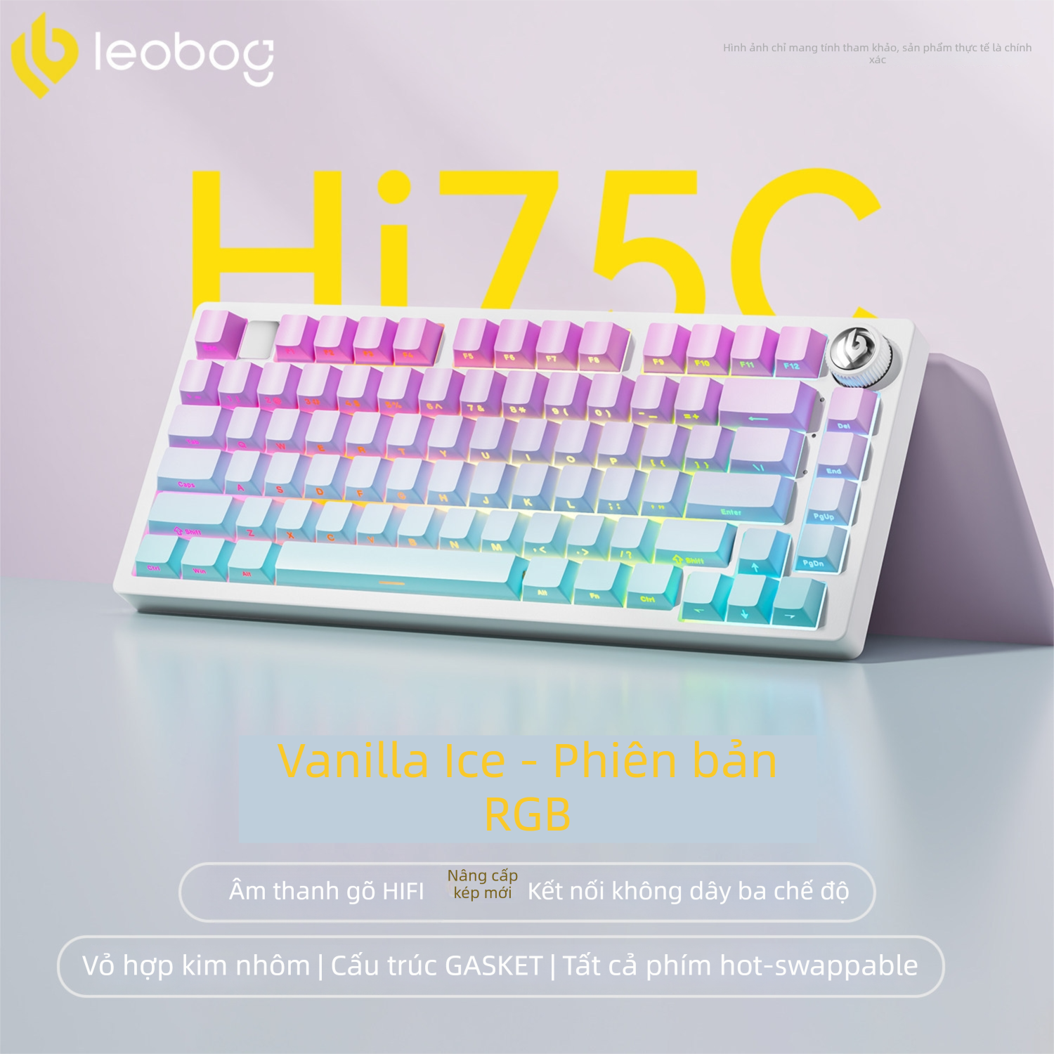 LEOBOG Hi75C Bàn Phím Cơ Không Dây 87 Phím Bluetooth 3 Chế Độ Hot-Swappable RGB Dành Cho Game và Làm Việc