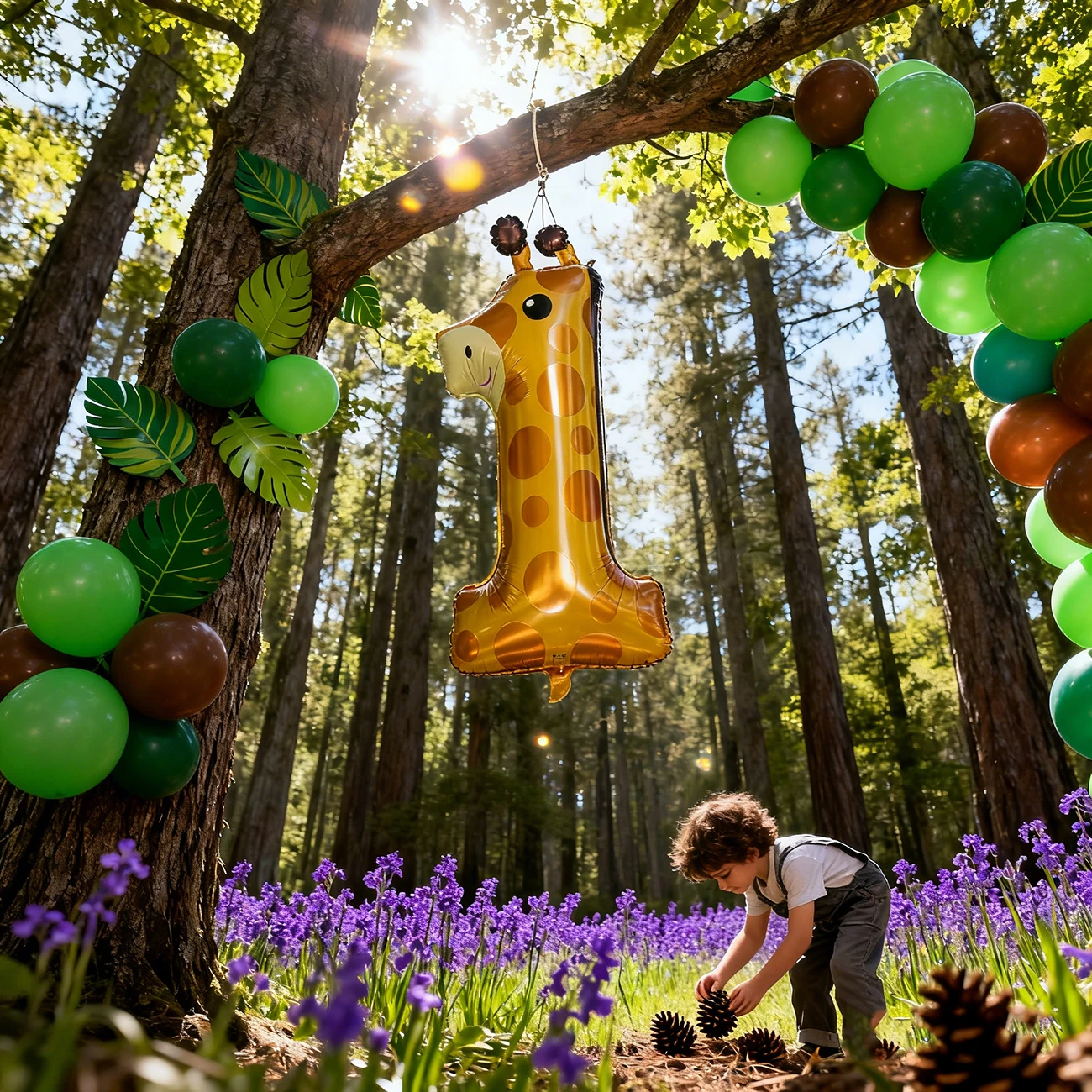 Wild One Giraffe Number 1 Foil Balloon 1st Birthday Parties Baby Show Jungle Adventure Decorations Baby Gift Giving Event view 5