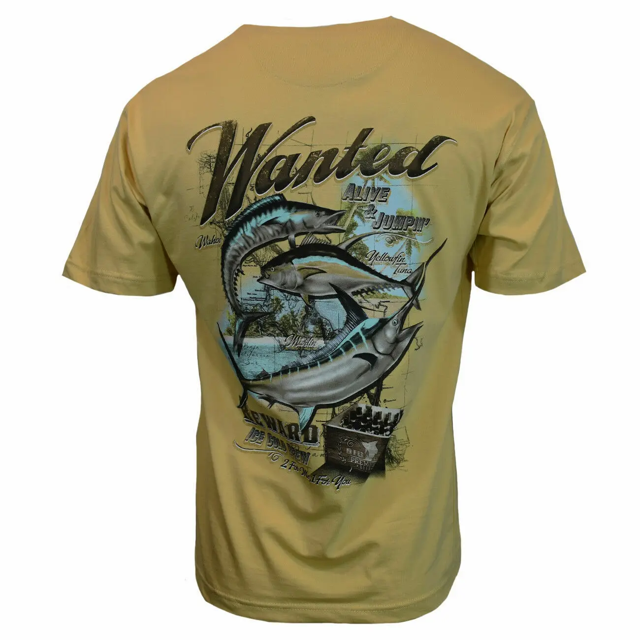 T-shirt homme Clearwater recherché vivant Jumpin thon jaune NWT Reg 26 00