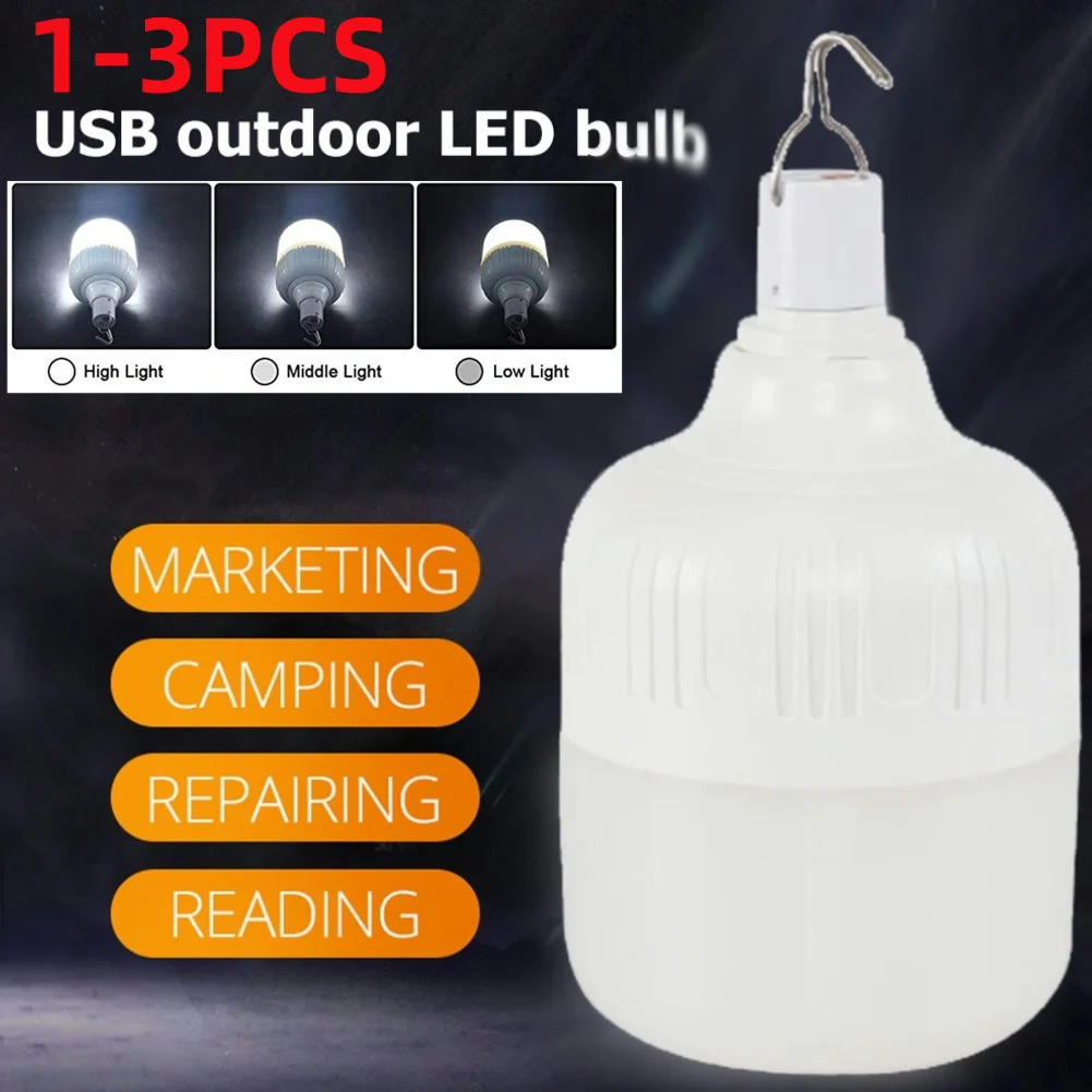 1-3Pcs Portable Outdoor Camping Light USB Rechargeable LED Emergency Lamp Energy-Efficient Garden Decoration Lamp Equipment