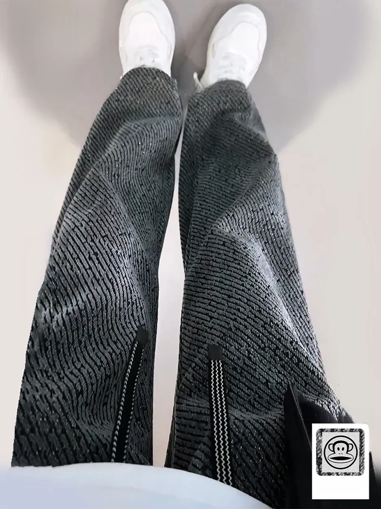 

PaulFrank Silver Tead Casual Pants Men's Spring Trendy Brand Straight Leg Pants Big Mouth Monkey Pattern Casual Trousers