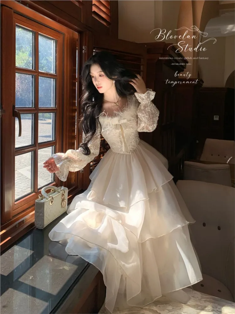 Elegant lace floral gift heavy industry dress