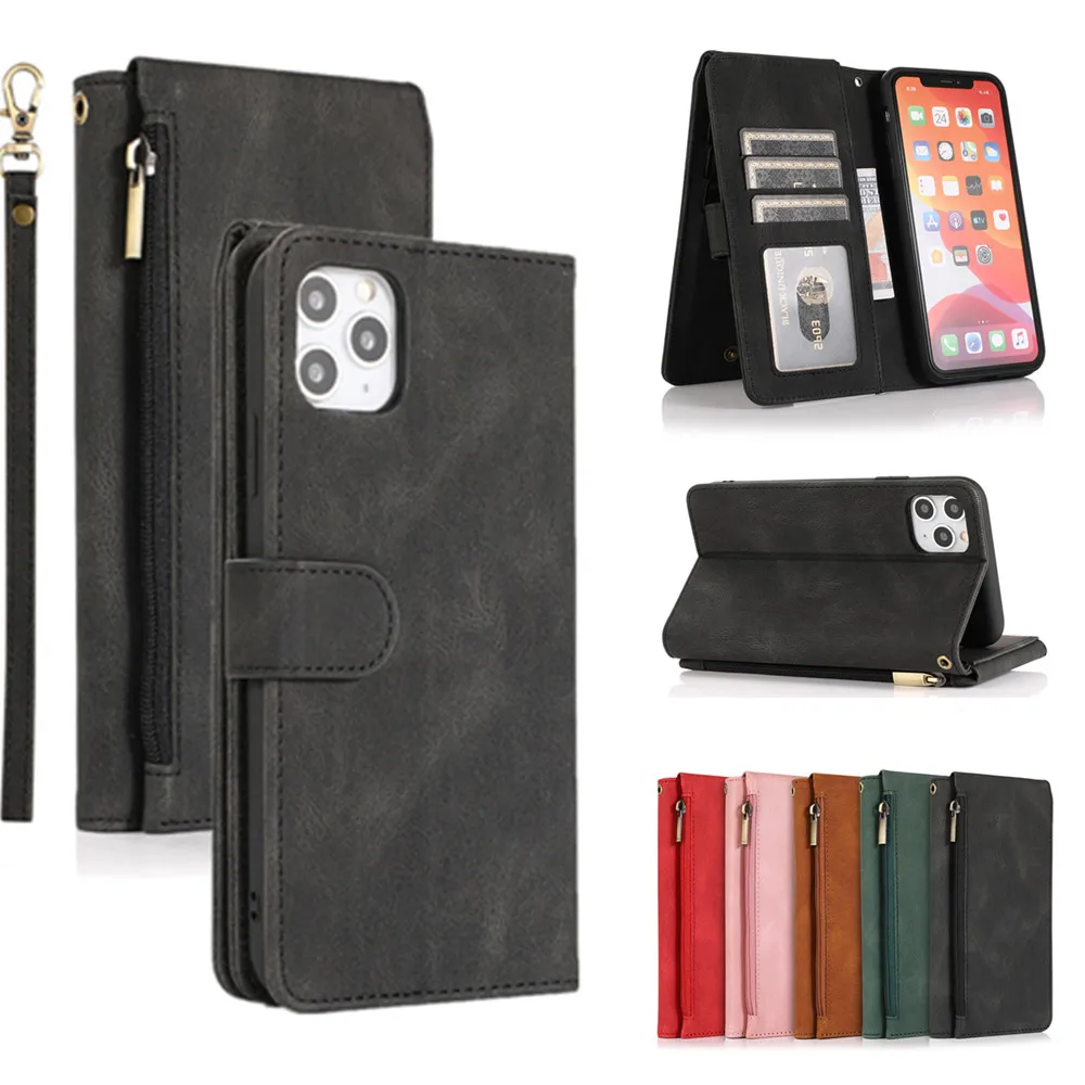 Wallet Case for iPhone 11 12 13 Mini Pro X XS XR Max 6 6S 7 8 PLUS SE 2020 Luxury Leather Cards Flip Phone Bags Cover