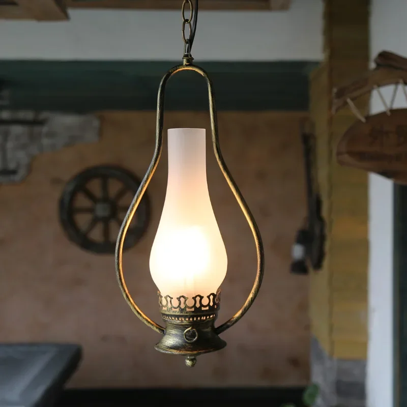 

Clear/White Retro Small Chandelier American Rural Industrial Style Teahouse E27 Creative Classical Bar Table Old Hanging Lamp