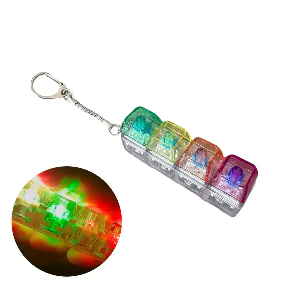4-toetsen Mechanisch toetsenbord Axis Tester Sleutelhanger Stress Relief Clicker Fidget-toetsenbord met LED-decompressiegereedschap Hanger Geschenken - afbeelding 1
