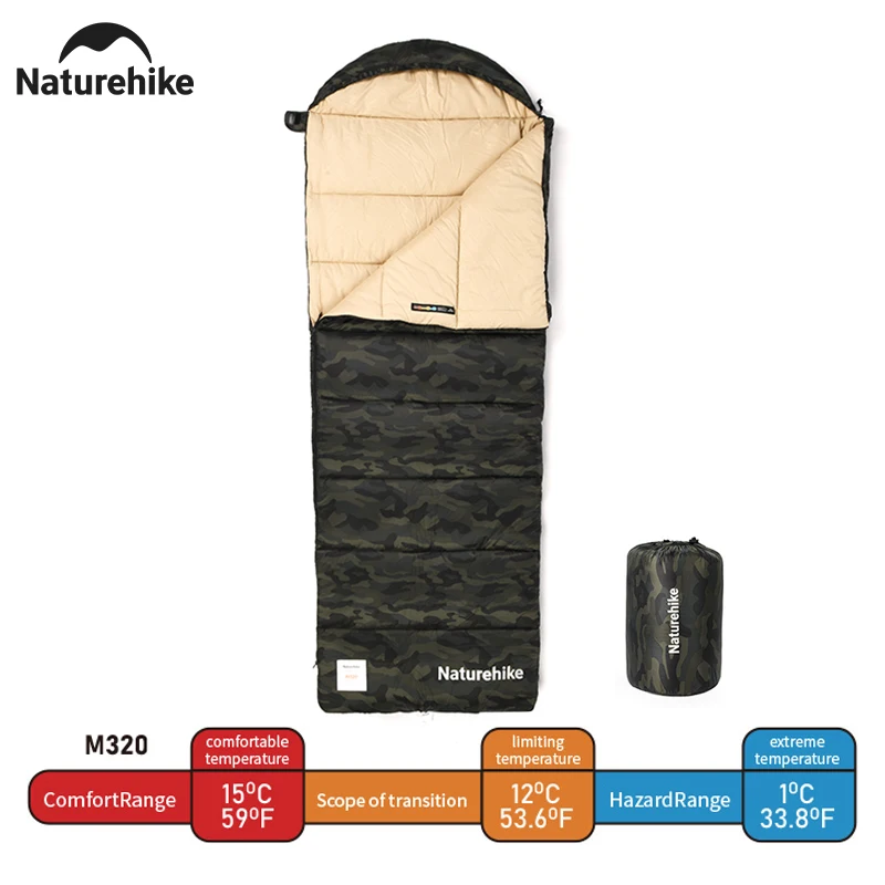 

Naturehike M320 Cotton Sleeping Bag Camping Ultralight Portable Splicable Sleeping Bags Outdoor Hiking Envelope Sleeping Bag