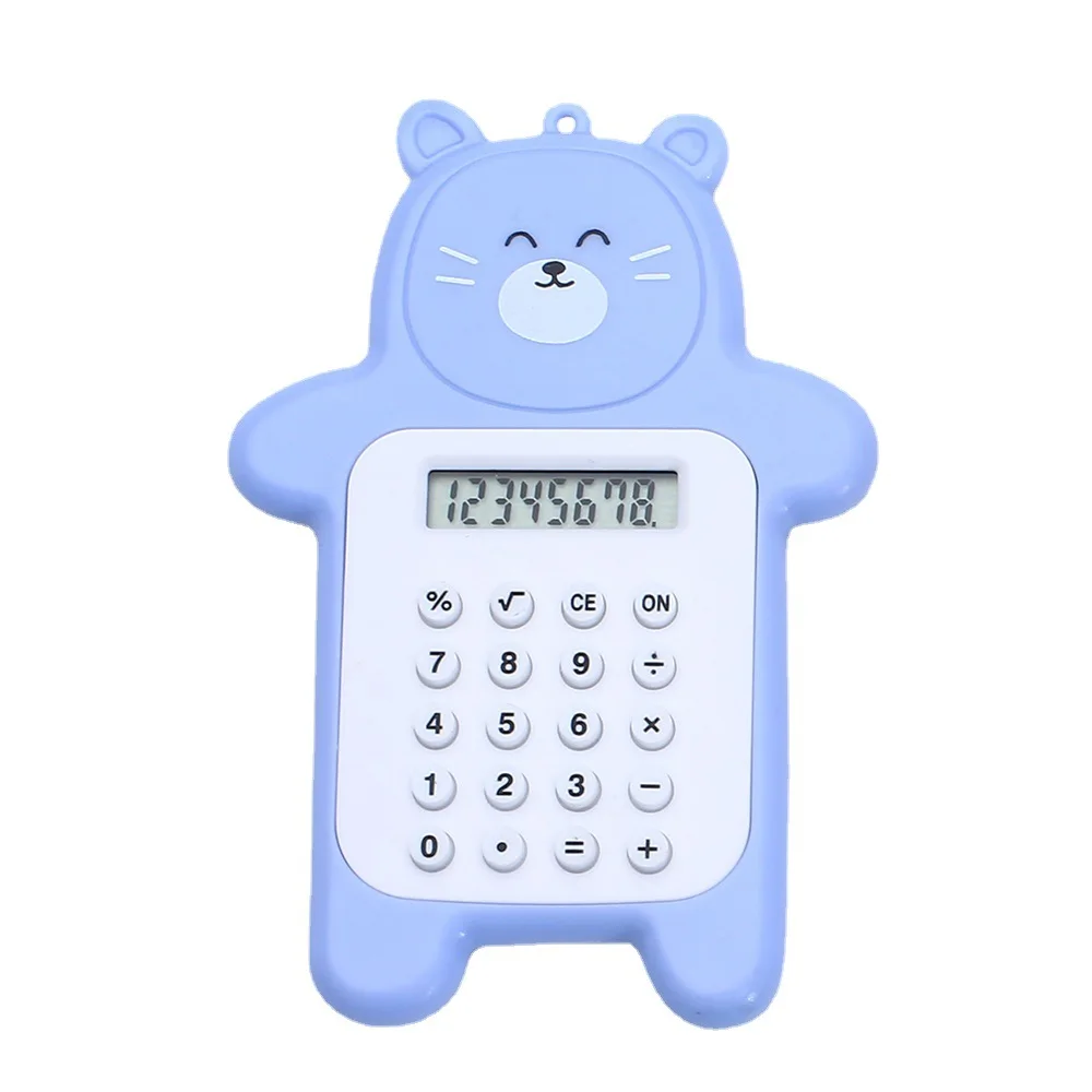 Mini calculadora portátil, tamanho de bolso 8 dígitos display, desenhos animados kawaii, botão ultra-fino, calculadora bonito, material escolar para