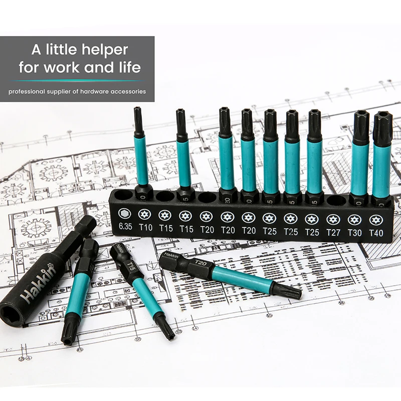 Imagem -05 - Hex Shank Magnetic Tamper-resistant Chave de Fenda Bit Grupo Torx Bit Holder Security Star Bits 55 mm 13 Pcs