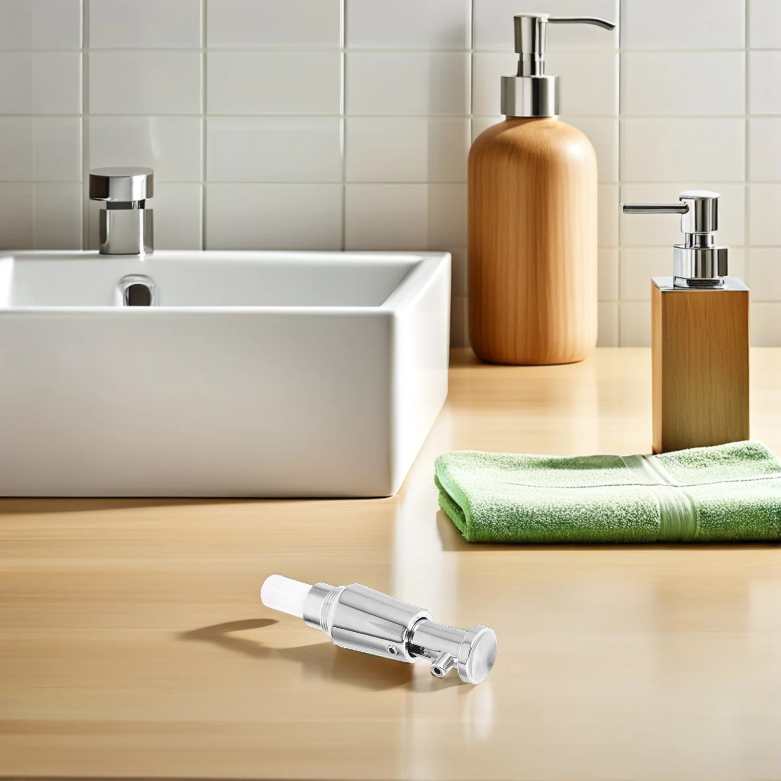 

Stainless Steel Manual Dispenser Head Replacement Wall Mount Smooth Operation Leakproof Universal Fit for Home for Soap