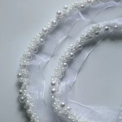 1.5cm*9yards beaded lace trims for clothes curtain DIY beading Ribbons trimmings  collar parches sewing accessories