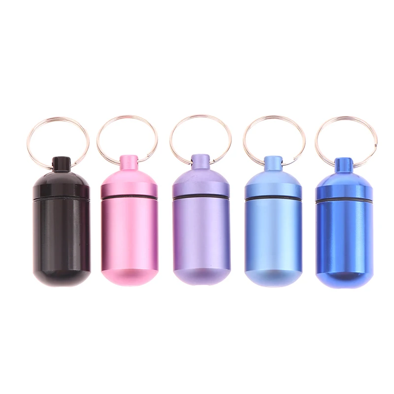 Porte-clés en métal étanche 2.3x5cm, bouteille de médicaments Portable pour l'extérieur, stockage scellé, bouteille de médicaments de premiers secours, vente en gros
