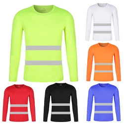 Fluorescent High Visibility Shirts Reflective Safety t-Shirt Long Sleeve Hi Vis Shorts Quick Dry Construction Work Wear