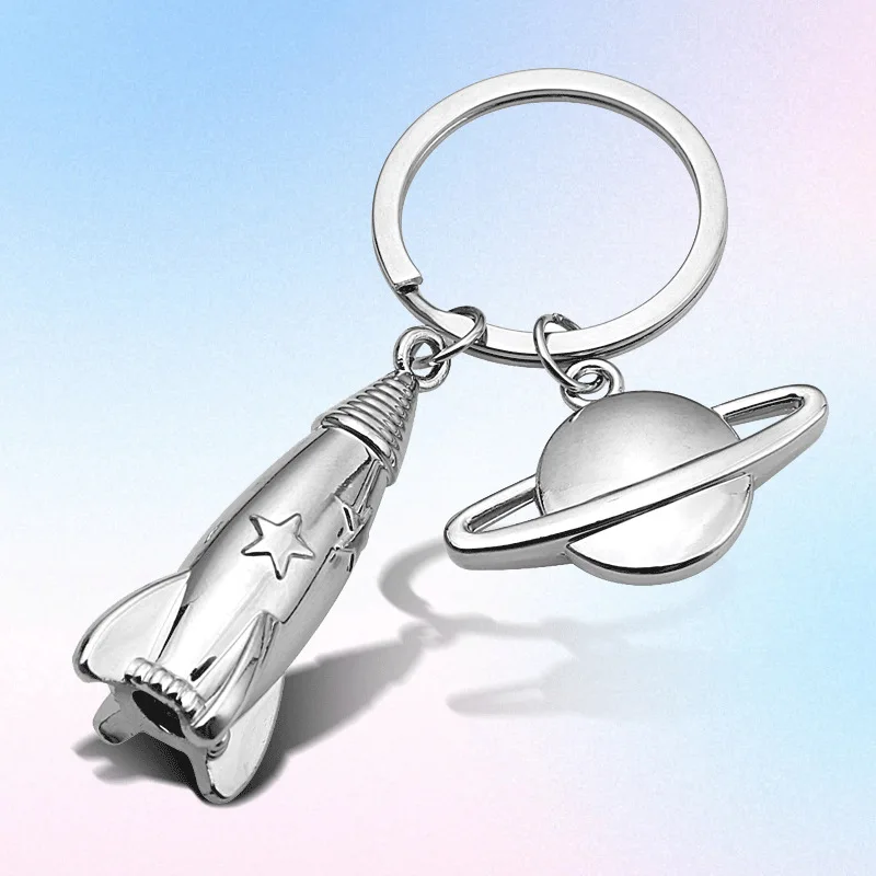 New Metal Rocket Keychain Men Dream Planet Spaceship Key Chain Space Travelling Car Keyring Best Gift Jewelry  Wholesale