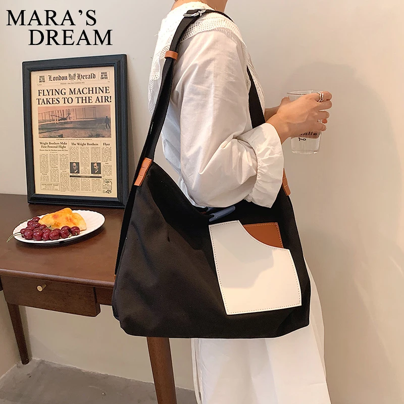 Mara\'s Dream proste łączone płótno duża pojemność torby Crossbody dla kobiet dorywczo torba torebki trendy torby na ramię