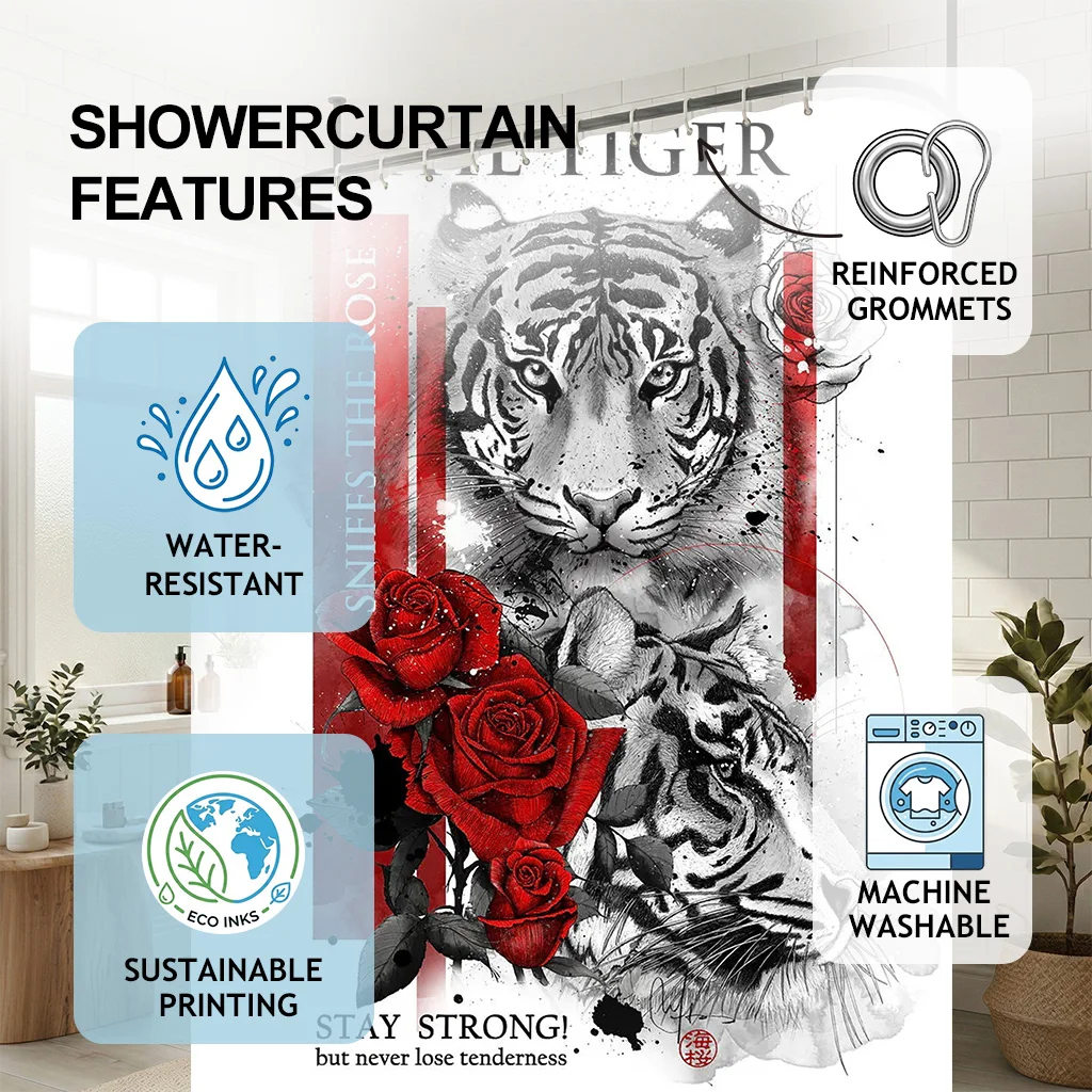 In Me The Tiger Sniffs The Rose Shower Curtain - Creative Strong Quote Art - Indoor Home Bathroom Decor Artistic Bath Curtain