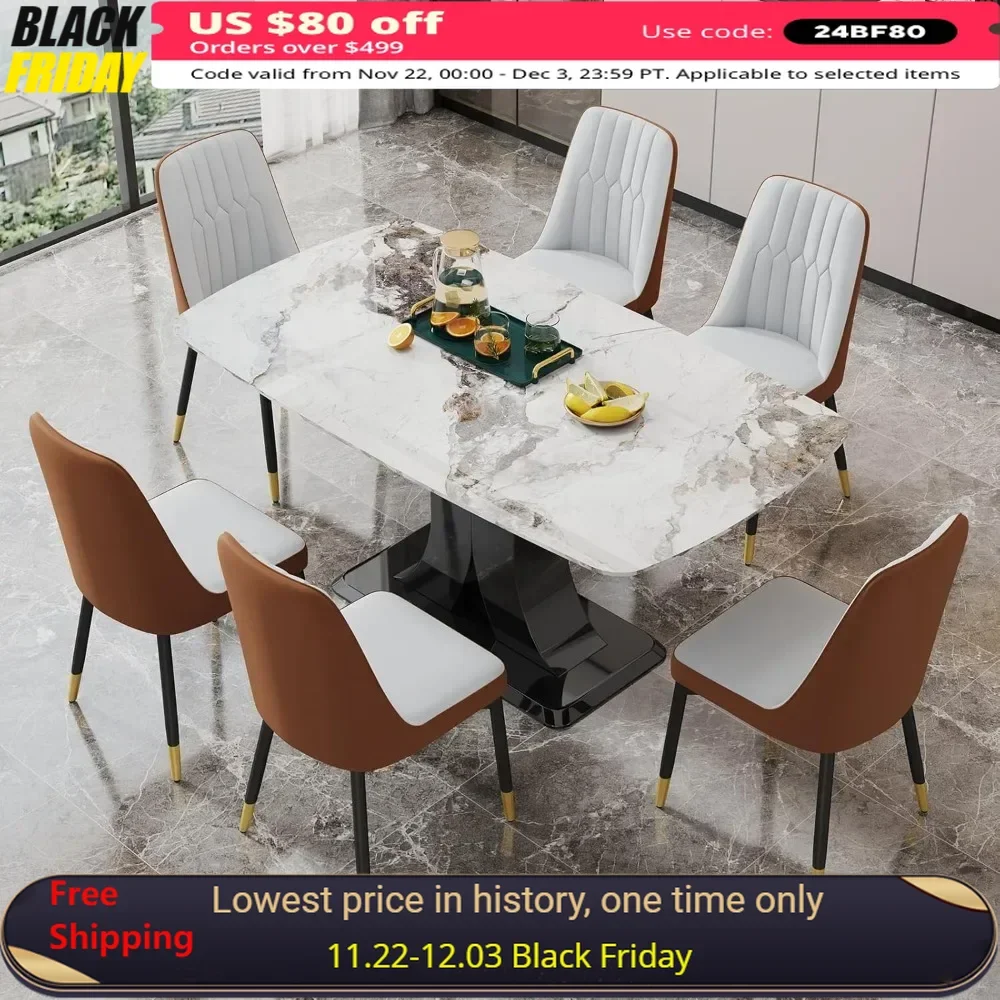 

6 Piece Dining Chairs, Armless Dining Chairs,PU Chairs with Upholstered Seat,Dinner Chairs with Metal Legs, Dining Chair