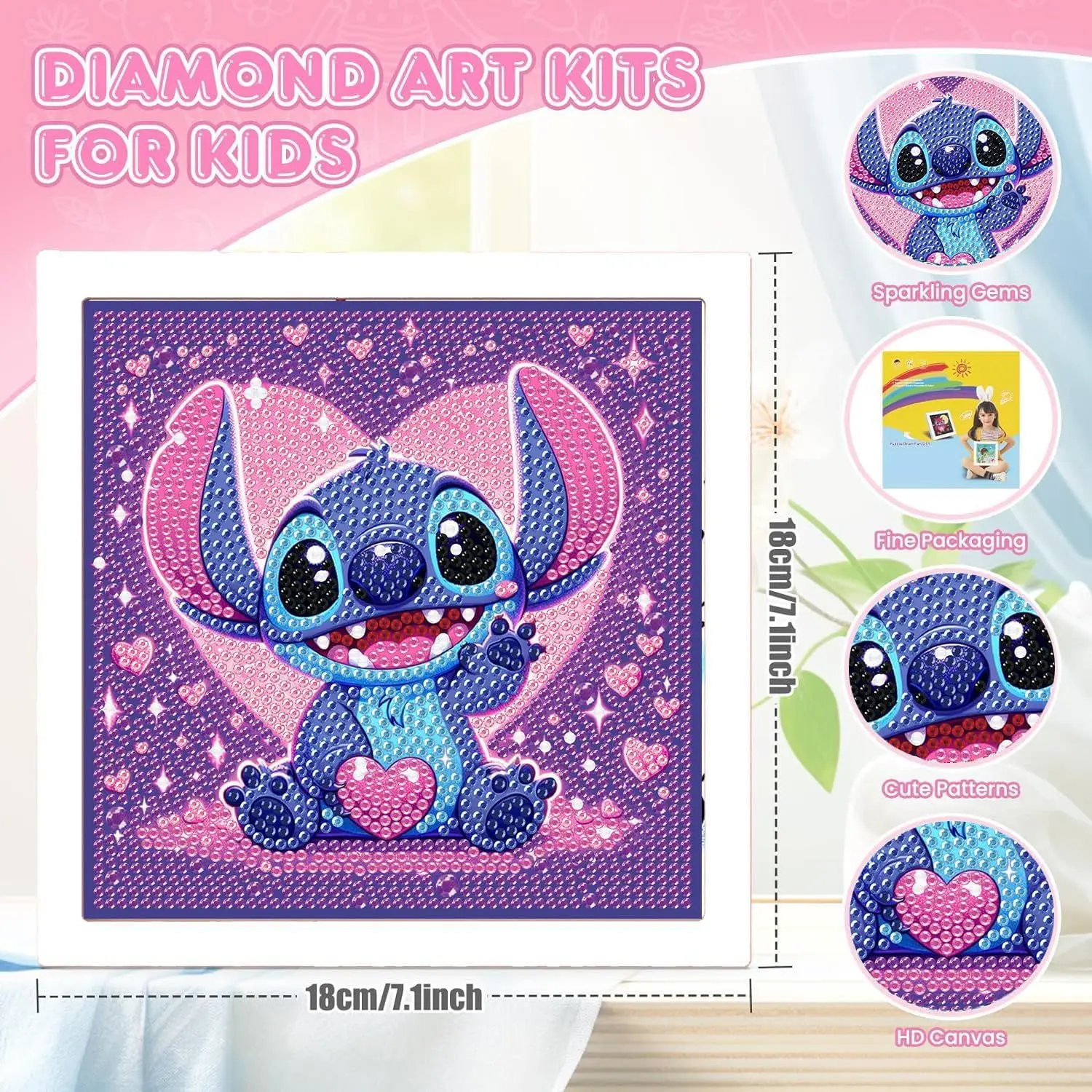 Disney Stich Helle Diamant Kristall Rahmen Diamant Dekorative Malerei 5d DIY kinder Handgemachte Mädchen Aufkleber Malerei