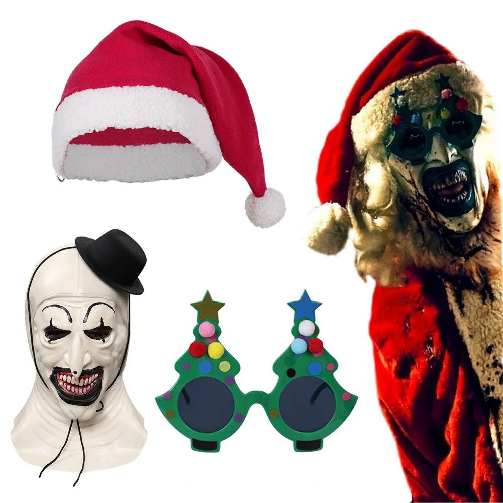 Cosplay Art Clown Cos Glassess Mask Hat Fantasy Clothing Accessories 2024 Movie Terrifier Disguise Christmas Headgear Props Gift