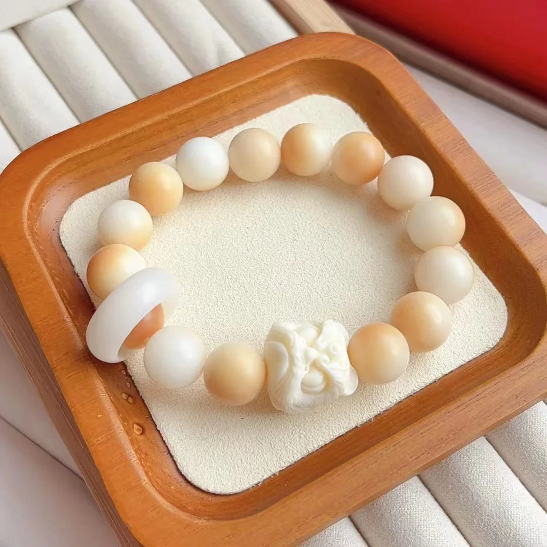 New Chinese Style Literary Play Bodhi Root Jewelry Single Circle Bracelet Female Ivory Fruit Lion Awakening High-grade Jewelry