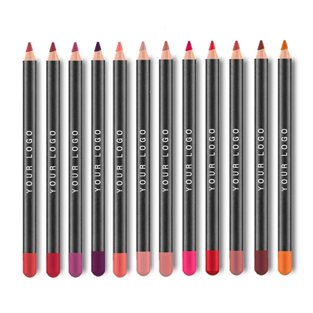 12-color Private Label Lip Liner Set Custom Bulk 12 Lipstick Pens Waterproof Pen Nude Lipliner Matte Long-lasting Pigment Makeup