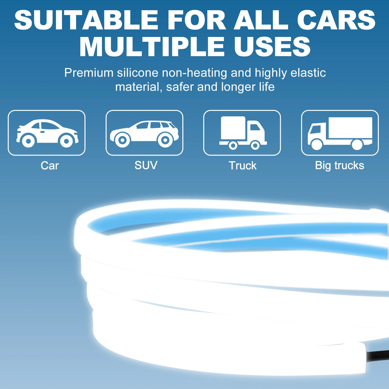 

Car Hood LED Strip Flexible Super Bright White Light Strip for Engine Hood Decorative Running Light for Cars Exterior