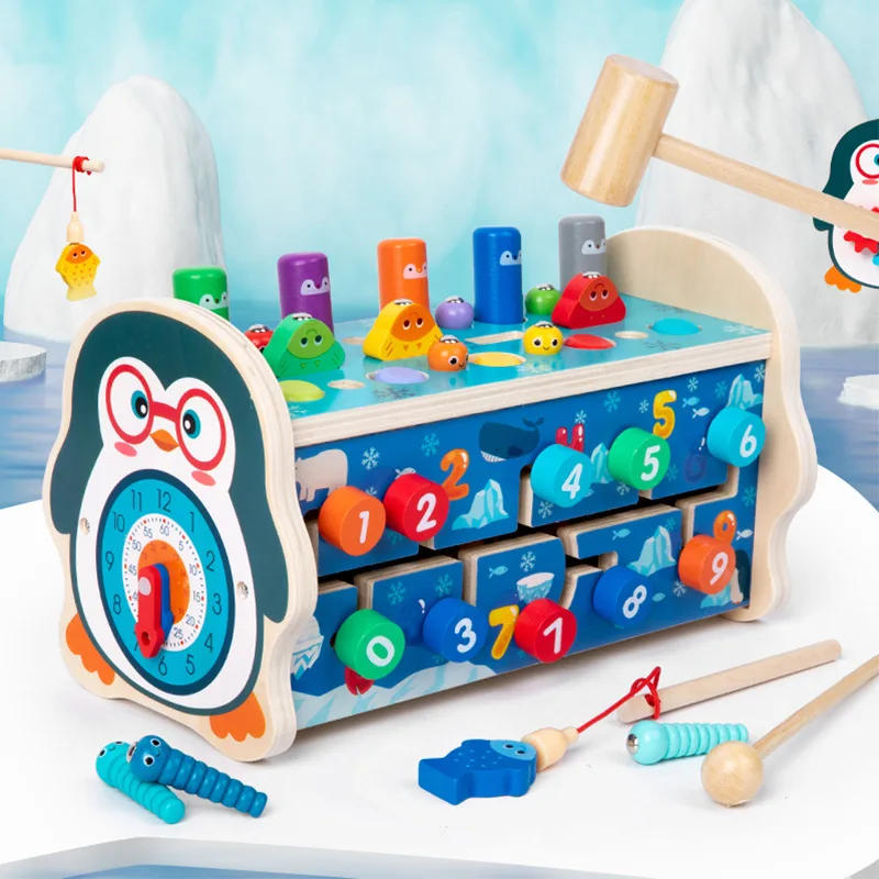 Whack-a-Mole Musik Lernspielzeug zum Angeln Multifunktionsspiele Interaktives Training Kinderspielzeug Puzzle Angelspiel 6 IN 1