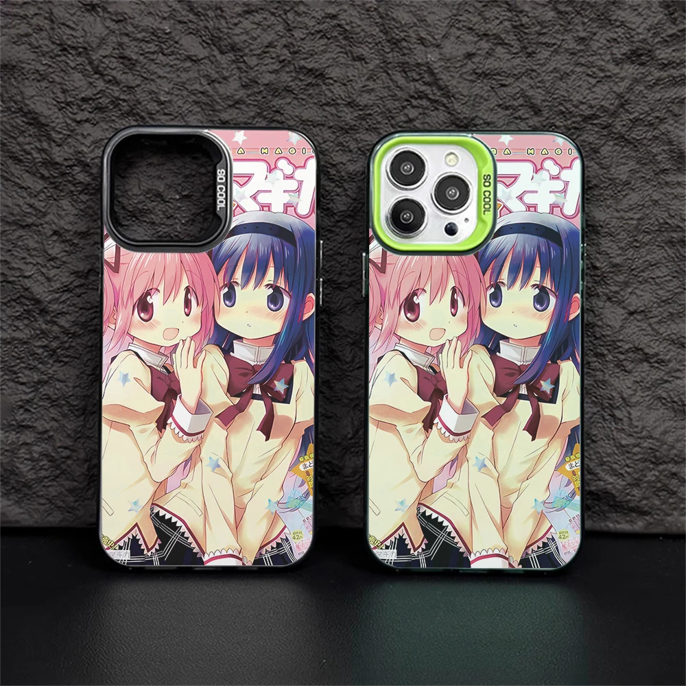 Niedliche Anime Madoka Magica Y2k Girl Handyhülle für iPhone 16 14 15 11 Pro Max 12 13 mini 7 8 Plus XR Kratzfestes, stoßfestes Case mit Kameraschutz