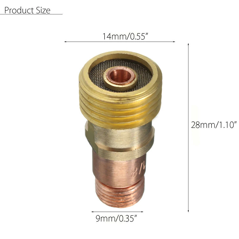 1pcs Brass Collets Body Gas Lens Connector With Mesh For Tig WP-17/18/26 Torch Chuck Body 1.0mm 1.6mm 2.4mm 3.2mm