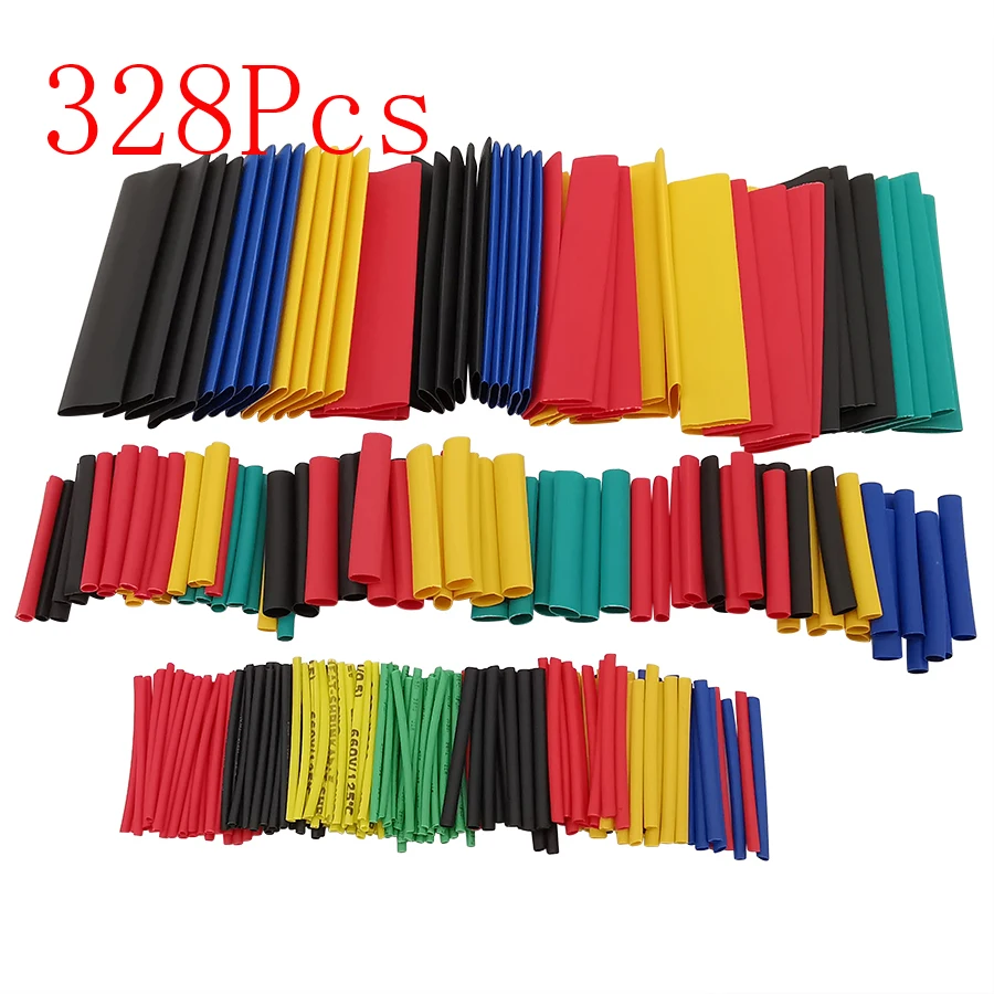 328Pcs/Set Heat Shrink Tube Tubing Polyolefin 8 Sizes Terminals Insulated Sleeve DIY Heat Shrink Tubing Kit 8 Sizes