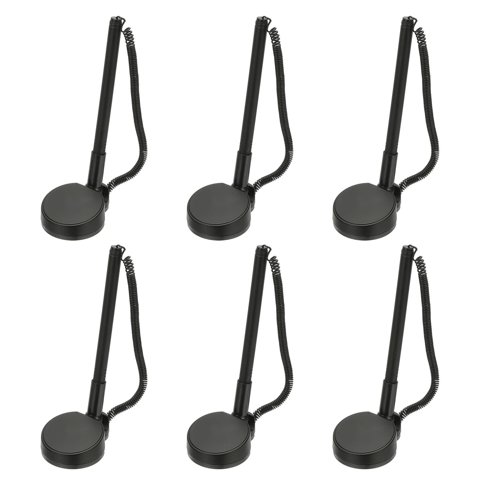 6Pcs Secure Pen with Adhesive Chain and Security Pen Holder Reception Counter Pens Desktop Pen Black Ink Refills for Workplace