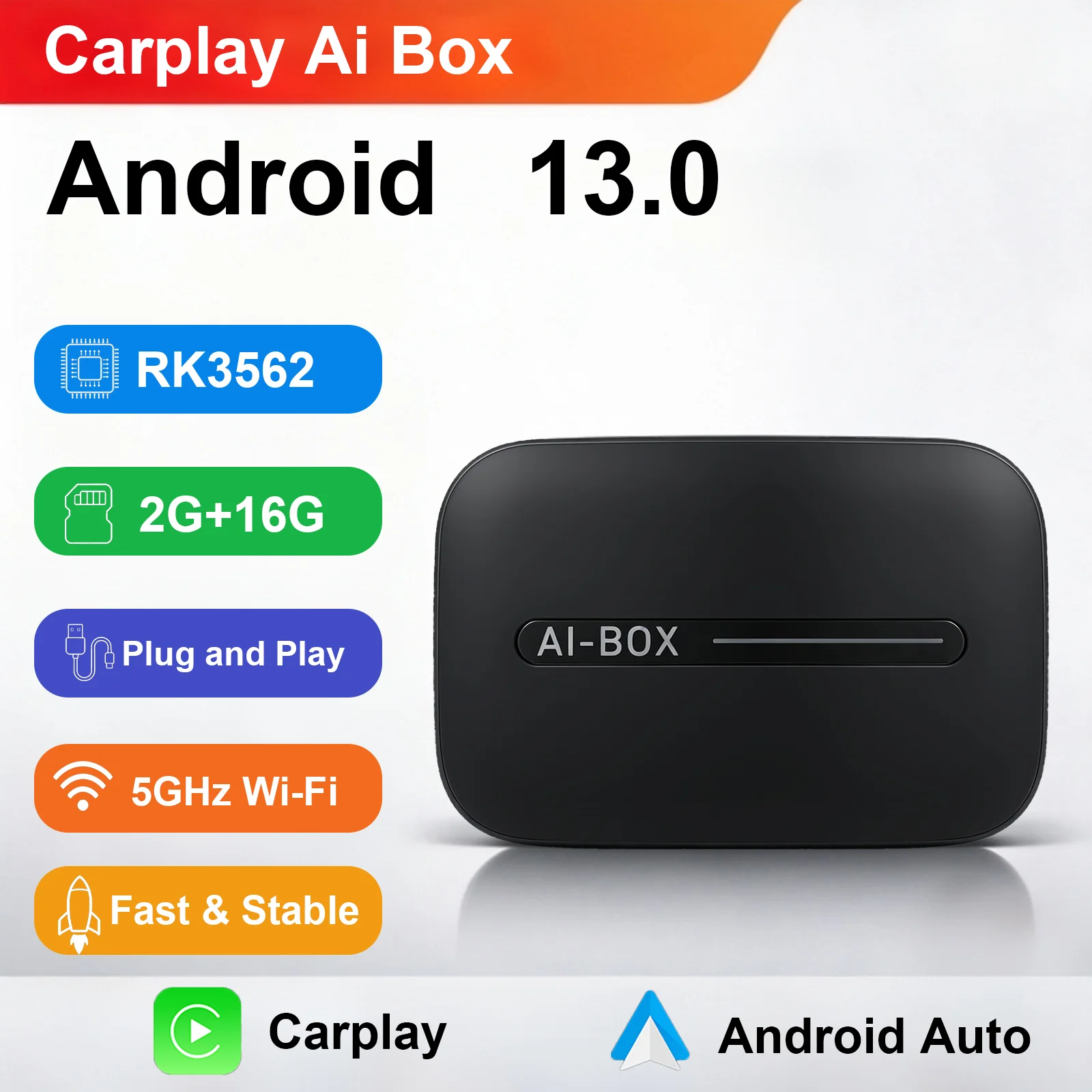 Ezonetronics CarPlay Ai Box Android13 Wireless Android Auto 3 in 1 USB Adapter Plug & Play For Youtube Netflix Universal TV Box