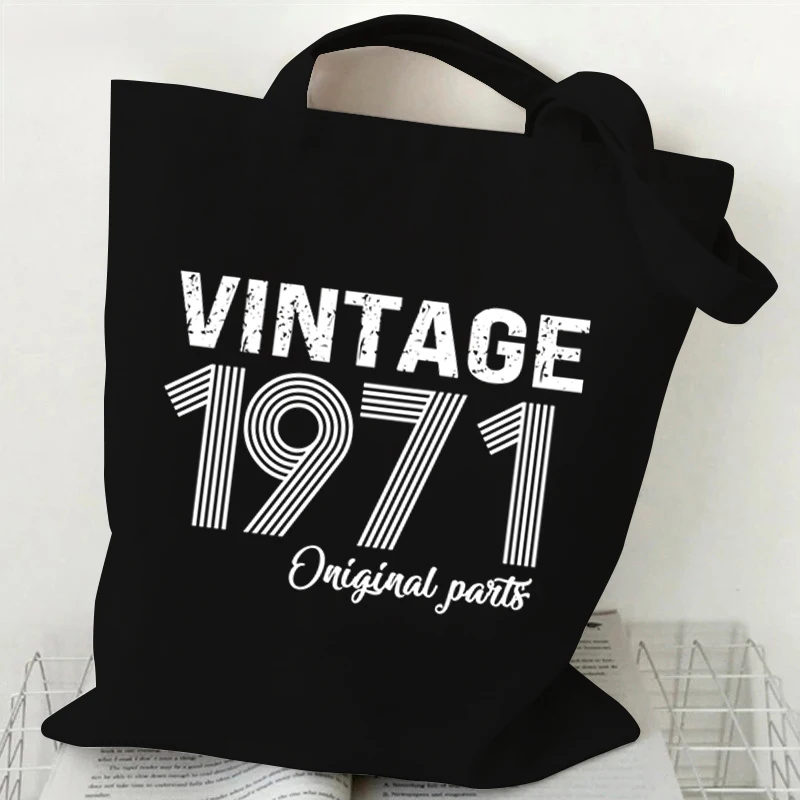 Vintage 1974 Pattern Tote Bag for Women 1970~1979 Women\'s Canvas Bag Reusable Crossbody Bags Reusable Foldable Storage Tote Bag