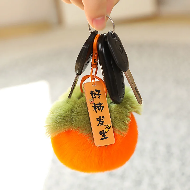 ميدالية مفاتيح لطيفة على شكل كرة صغيرة من فرو المنك على شكل كمثرى، زينة لحقائب الأطفال، قلادة، ميدالية مفاتيح سيارة نسائية، مجوهرات، هدايا أعياد الميلاد