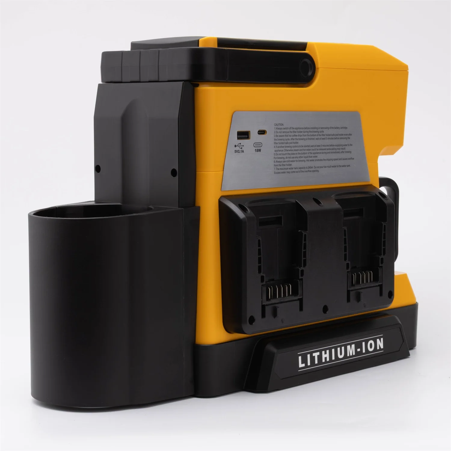 Cordless Coffee Maker Machine Compatible with For Dewalt 20V MAX Lithium Battery W/USB TYPE-C For Camping Travel and Job Site