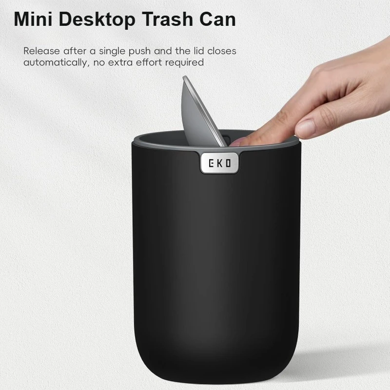 

Мусорное ведро EKO Mini для рабочего стола, пластиковое, с откидной крышкой, для дома и офиса, маленький бытовой органайзер для мусора