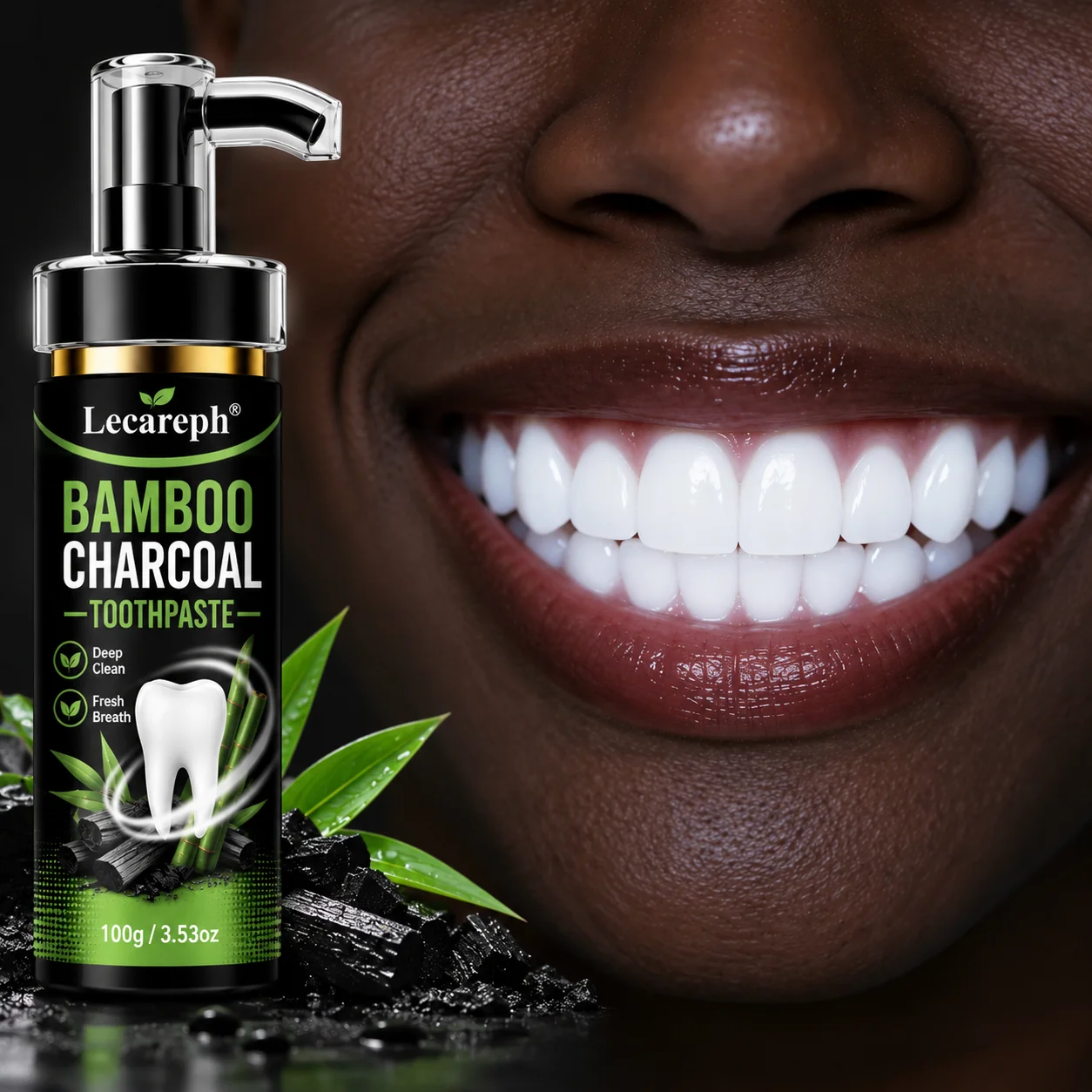 5 Days Bamboo Charcoal Toothpaste 9.9% Hydroxyapatite Nicotinamide Whitens Teeth Deep Removal Herbal Gentle Men's Toothpaste