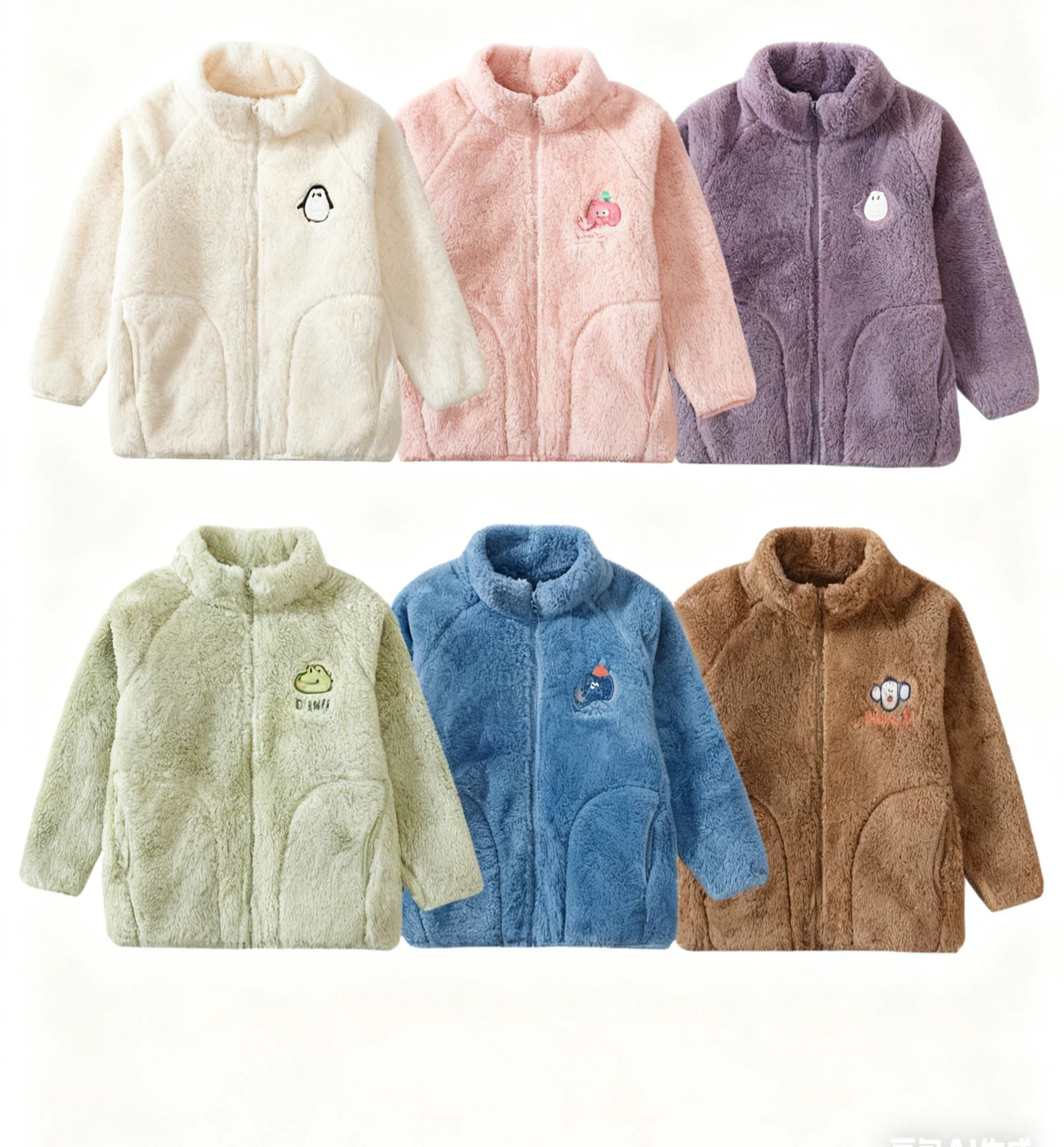 Children's Soft Fleece clothings Boys' and Girls' Coral Fleece outwear Baby Clothings Cute Family Style