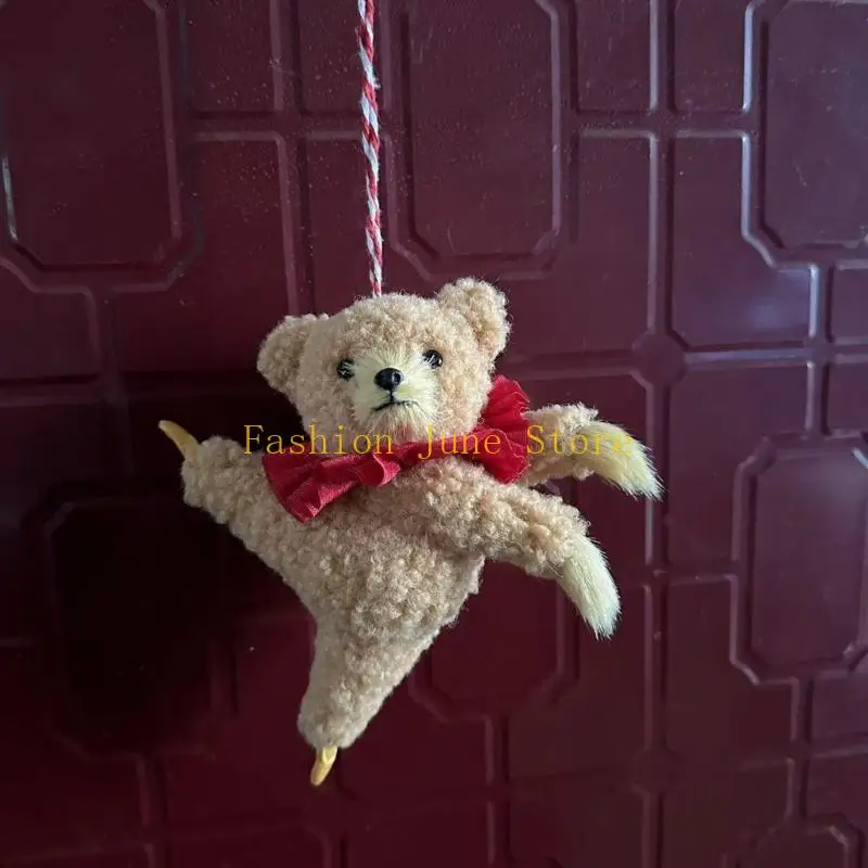 N5KA Lovely Dancing Bear Plush Doll Bear Ornament Plush Texture for Bedside and Car Decorations Suitable for Birthdays