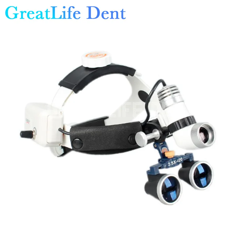 GreatLife Dent 2.5x 3.5x Dental Magnifier Led Light Headlamp Medical Surgical Headlight Dental Loupes Magnifier