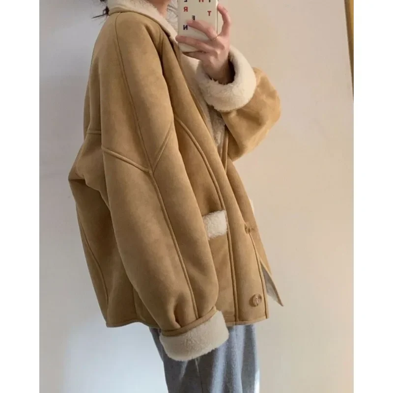 2023 Winter New Suede Lamb Wool Short Coat for Women Thickened Small Fragrance Fur One Piece Tidal Lamb Fleece Overcoat