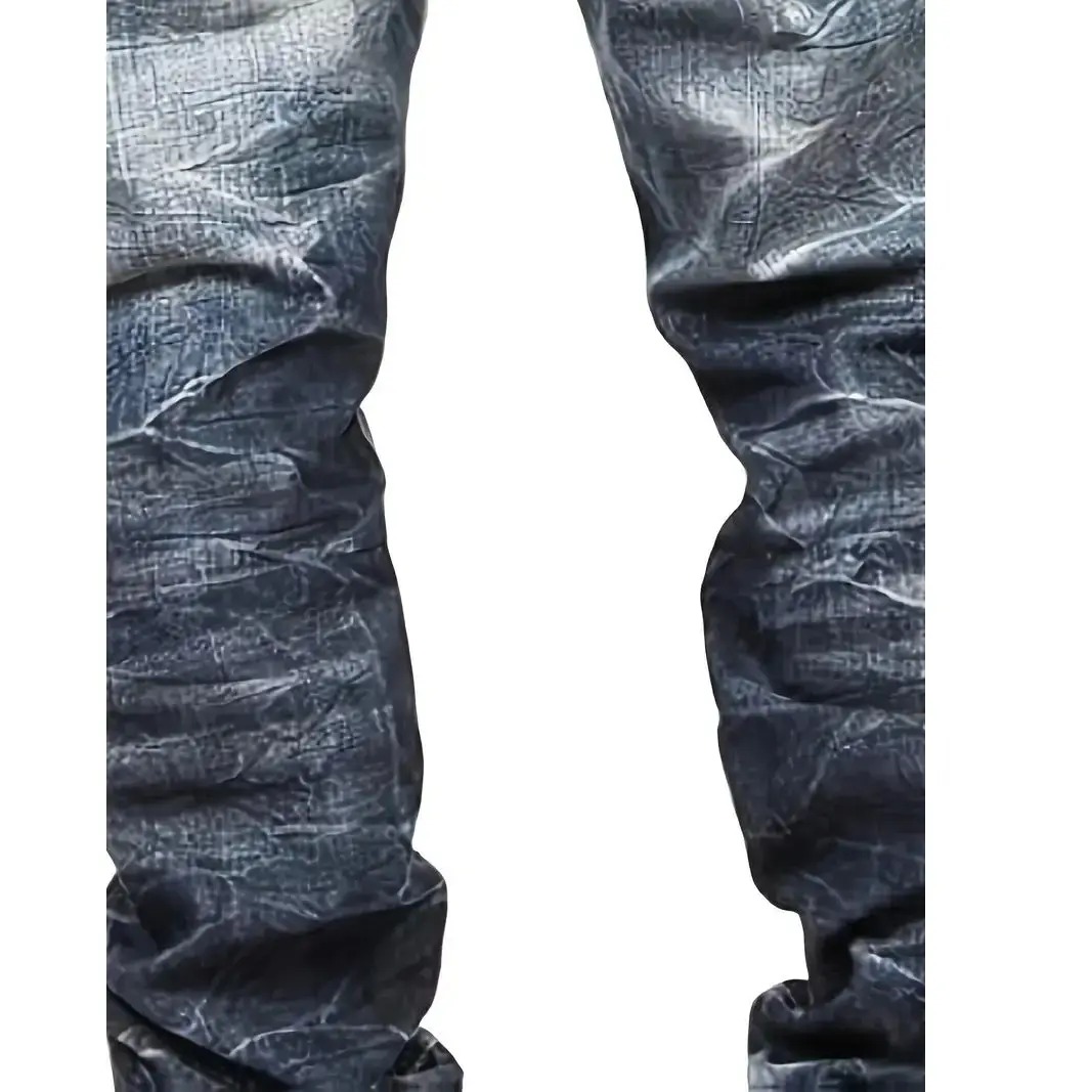 بنطال جينز رجالي عصري مكدس فضفاض للفصول الأربعة على طراز روك العالمي من قماش الدنيم بمقاسات كبيرة أوروبية وأمريكية #5