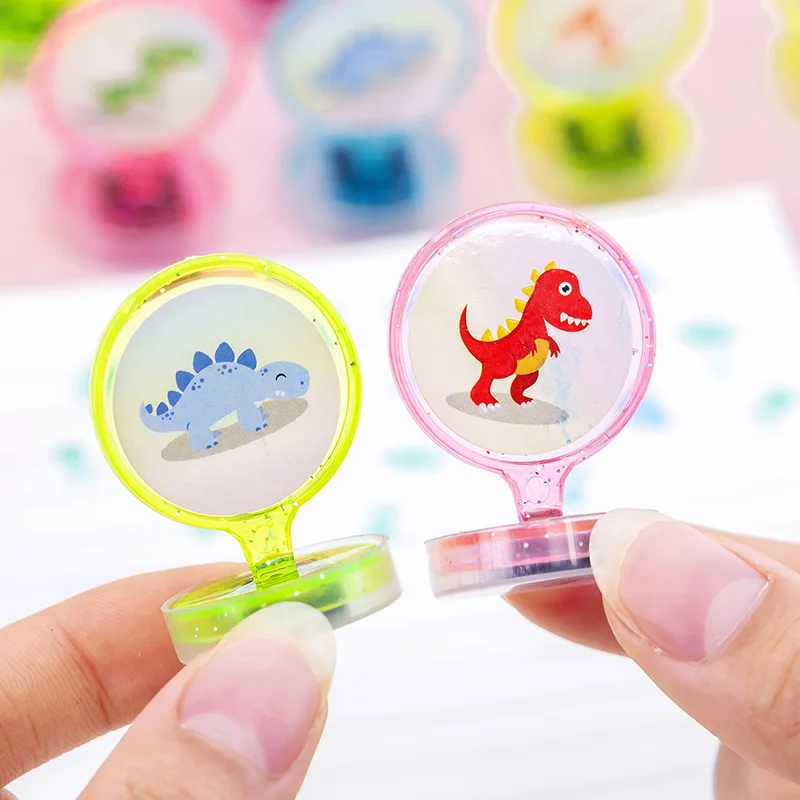 10pcs Children\'s Stamps Cartoon Cute Dinosaur Animals Kids DIY Scrapbooking Kids Stamp Stamps Scrapbooking Bonus Toys