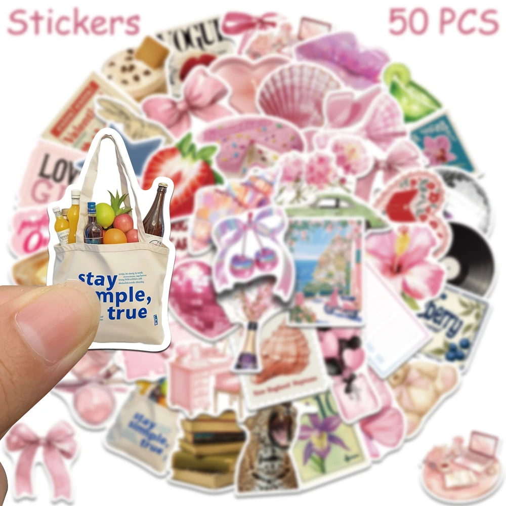 50 قطعة كائنات الوردي ملصقات الشارات للهاتف المحمول سجل القصاصات سكيت خوذة Graffiti بها بنفسك الكتابة على الجدران ملصقات الجمالية الهدايا الإبداعية