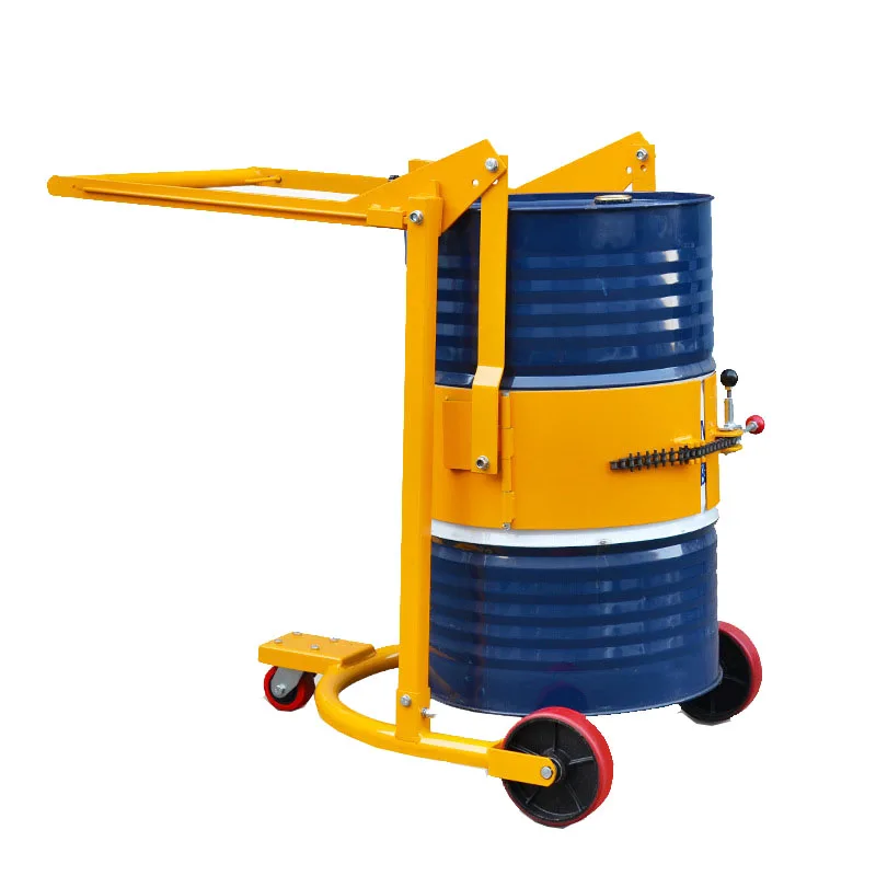 300KG Portable Oil Drum Manual Trolley Cart Oil Bucket Overturning Truck Three Wheels Hand Truck Oil Bucket Transporter