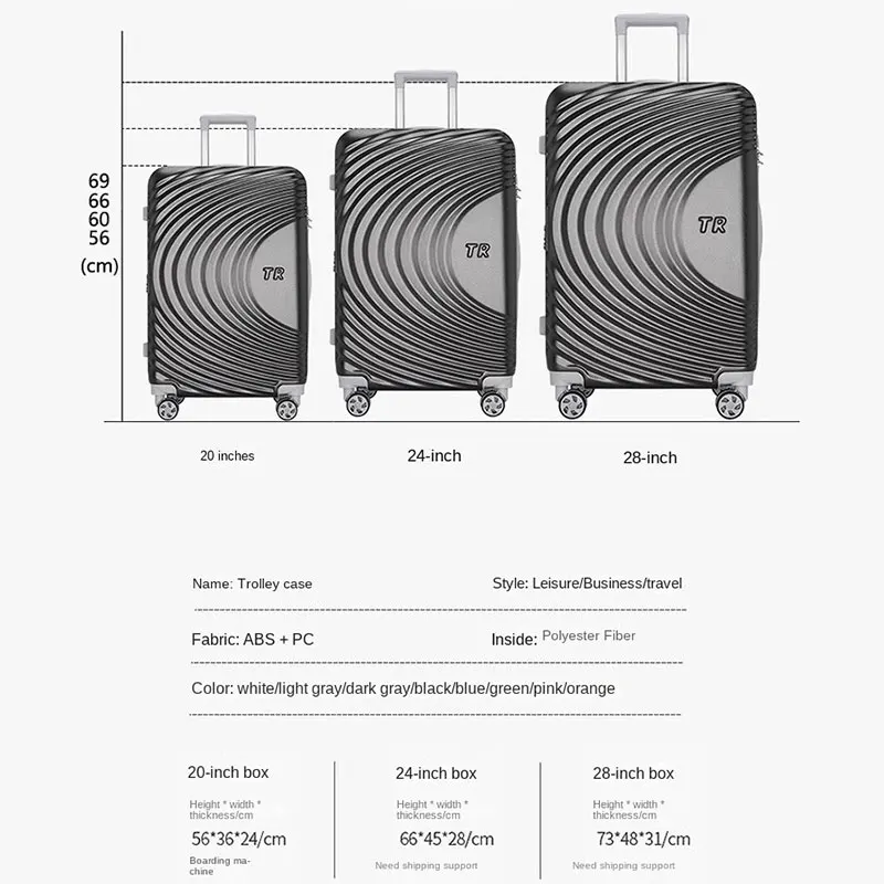 Fashion Suitcase Rolling Luggage Spinner Wheels Boarding Travel Bag Password Trolley Case Expansion Large Capacity Trunk Unisex