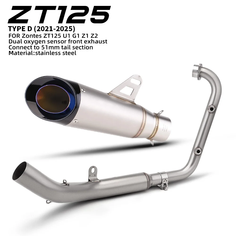 for ZONTES ZT125 U1G1 Z1 Z2 51mm motorcycle high-performance full exhaust system set (2021-2026)
