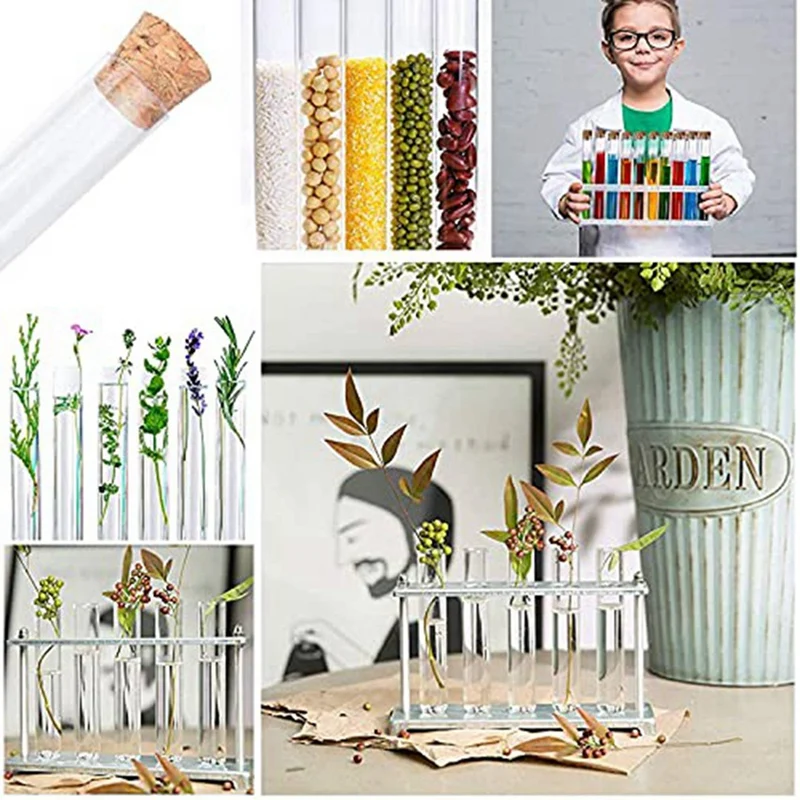 Pack Of 80 Plastic Test Tubes With Corks 20Ml Test Tubes For Flowers,For DIY Craft Candy Liquids Spices Flowers,150X16mm