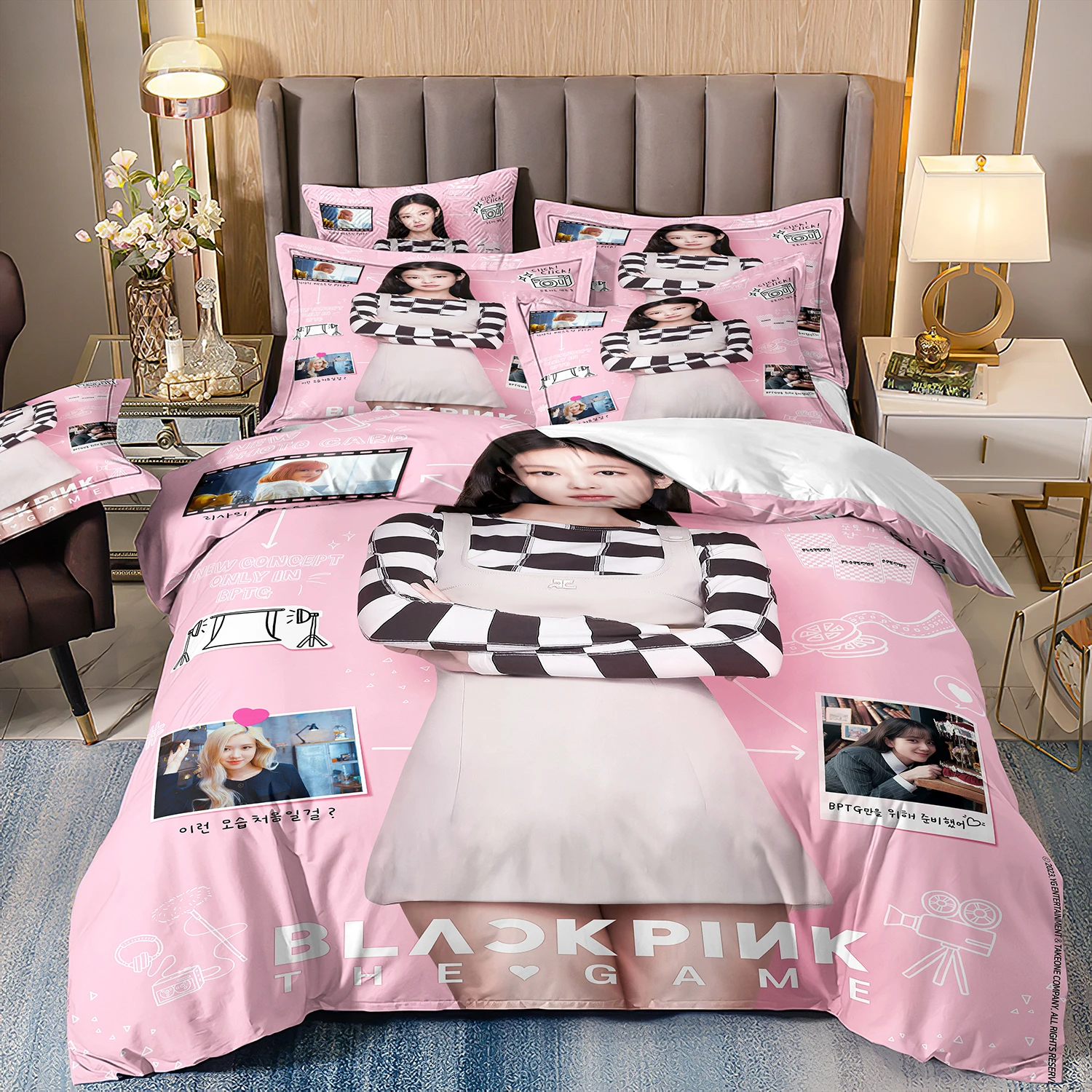Impression 3D BLACKPINK Girl Group Housse de couette toutes saisons Ensembles de literie Housse de couette et taies d'oreiller douces Single_Double_Queen